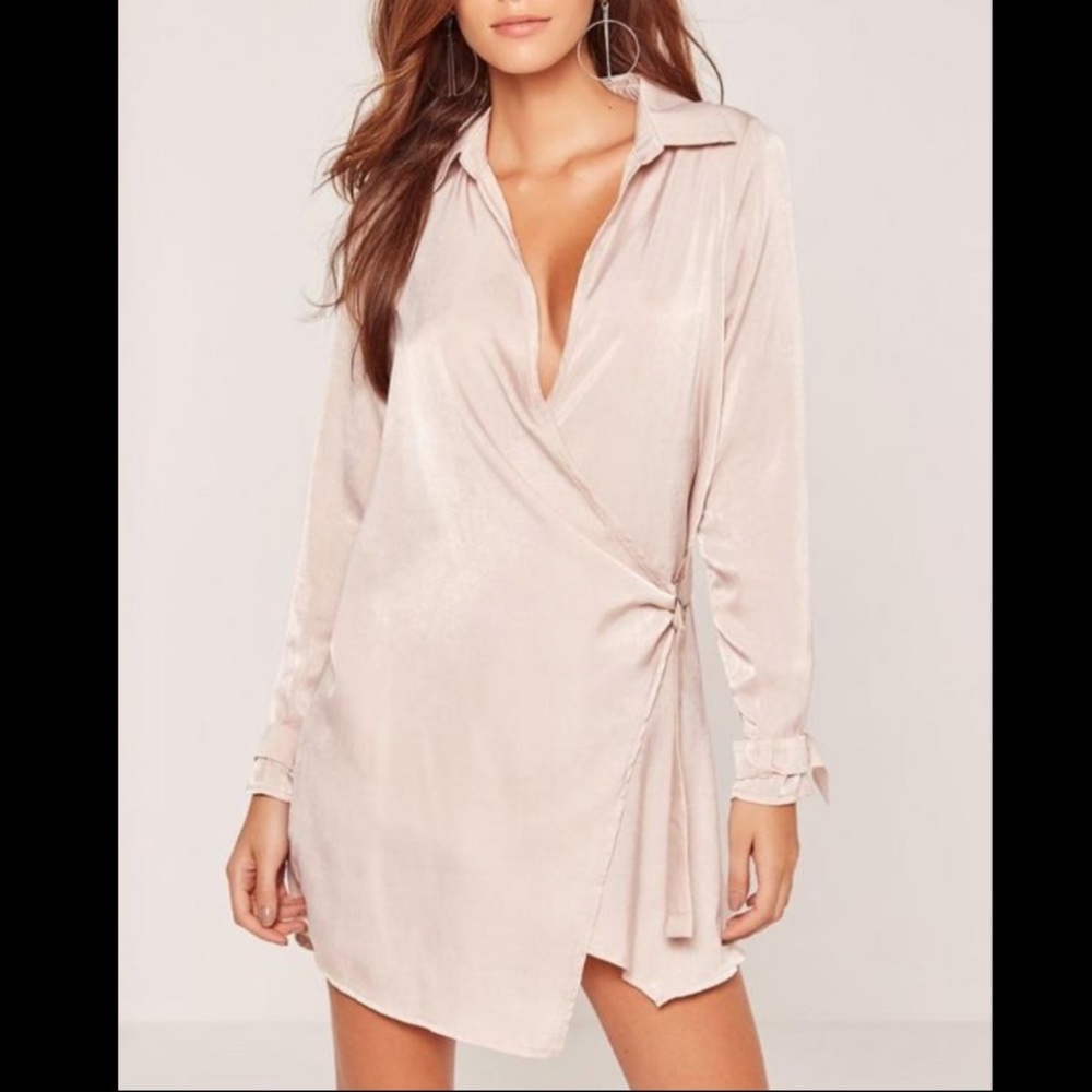 MISSGUIDED SEXY SATIN WRAP DRESS